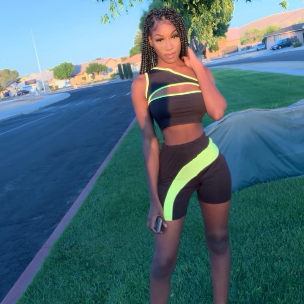 Green and black two piece set